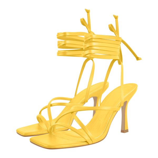 Ankle Strap Square Toe Stiletto Sandals - Image 7