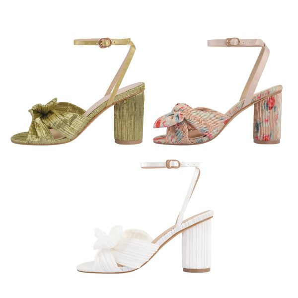 Pleated Bow Cylindrical Chunky Heel Sandals - Image 2