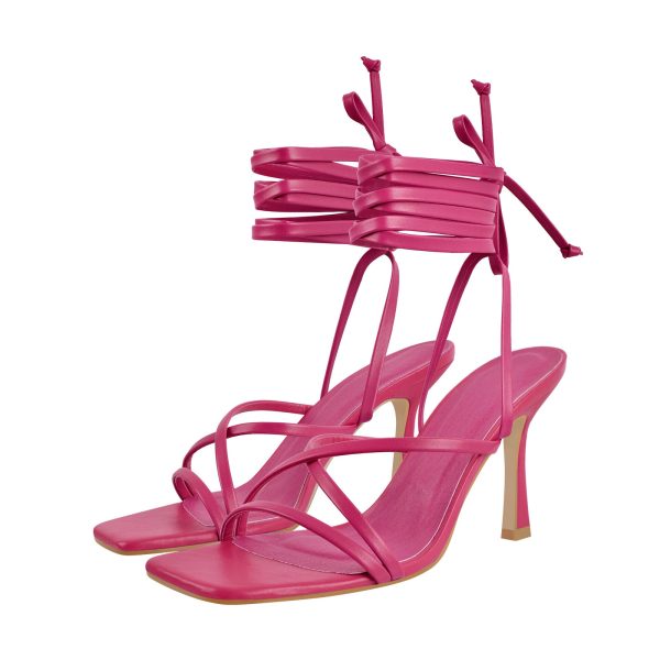 Ankle Strap Square Toe Stiletto Sandals - Image 11