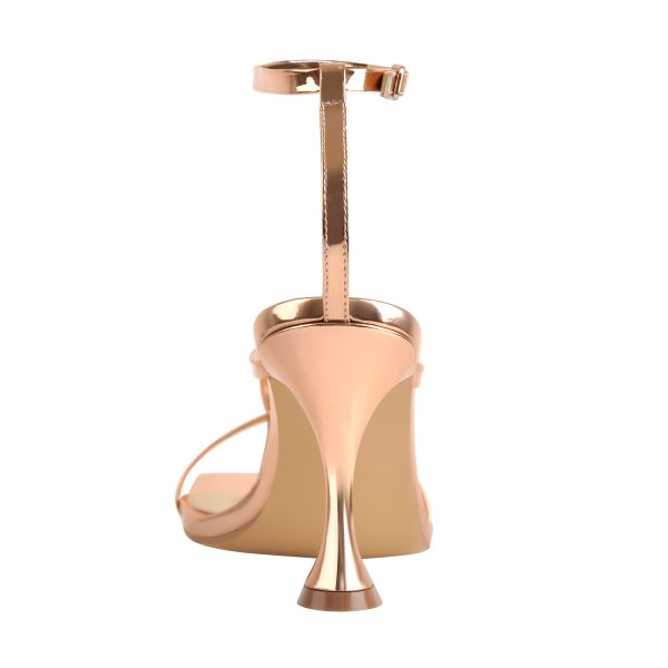 Rose Gold Band High Tapered Heels Sandals - Image 4