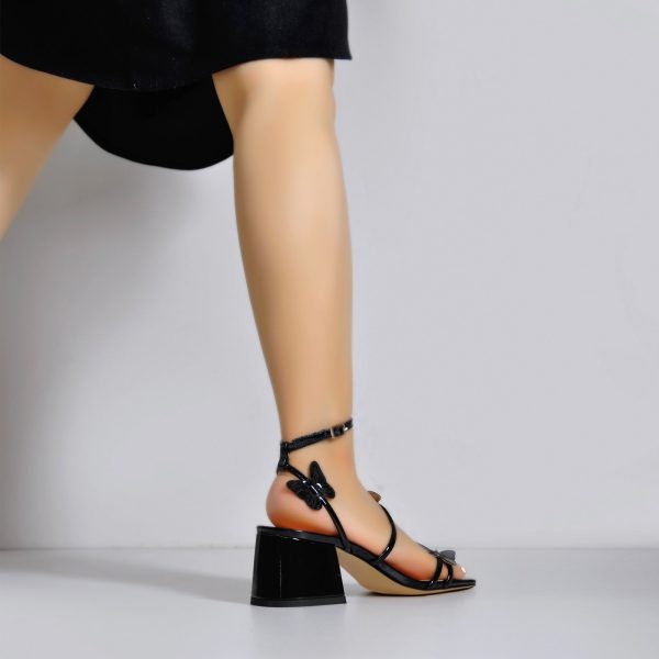 Ankle Strap Butterfly Decor Mid Chunky Heels Sandals - Image 8