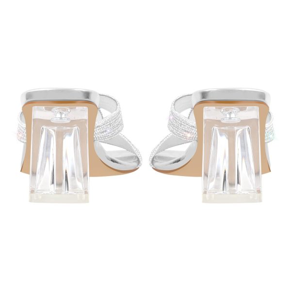 Rhinestone Strap Clear Block Sandals Mules - Image 6