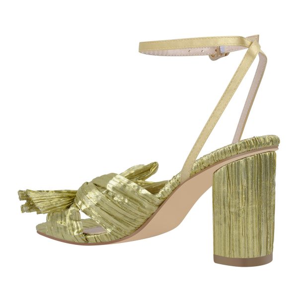 Pleated Bow Cylindrical Chunky Heel Sandals - Image 12