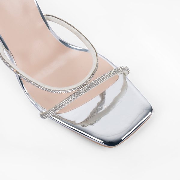Lace up Rhinestone Strappy High Heel Sandals - Image 3