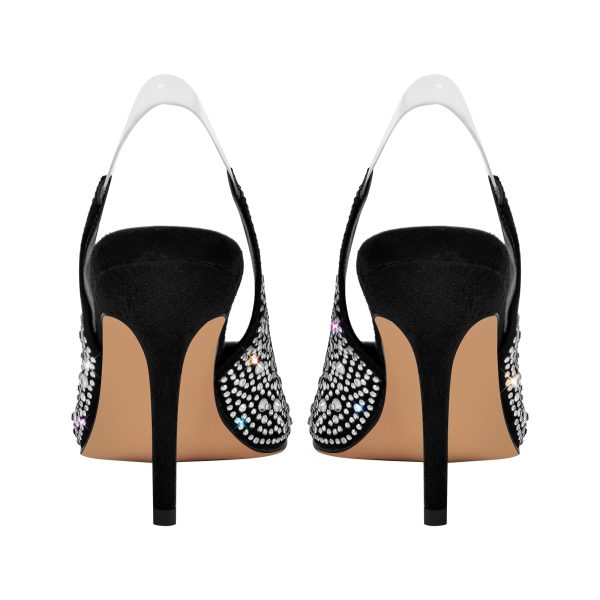 Rhinestone Pointed Toe Slingback High Heel Pumps - Image 8