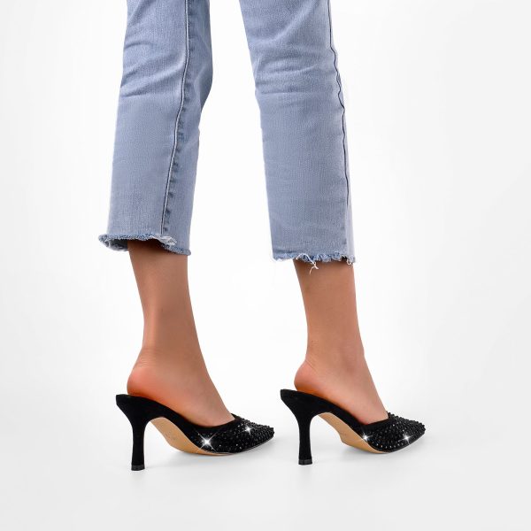 Pointed Toe Rhinestone Slip On Mules - Image 7