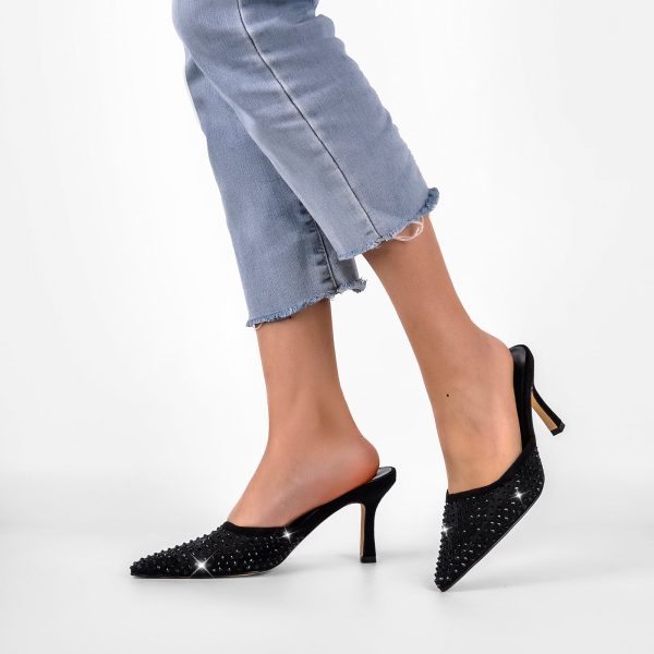 Pointed Toe Rhinestone Slip On Mules - Image 5