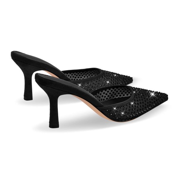 Pointed Toe Rhinestone Slip On Mules - Image 4