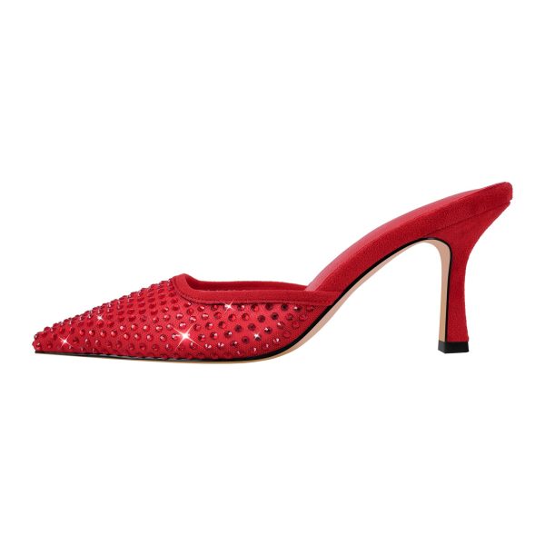 Pointed Toe Rhinestone Slip On Mules - Image 8