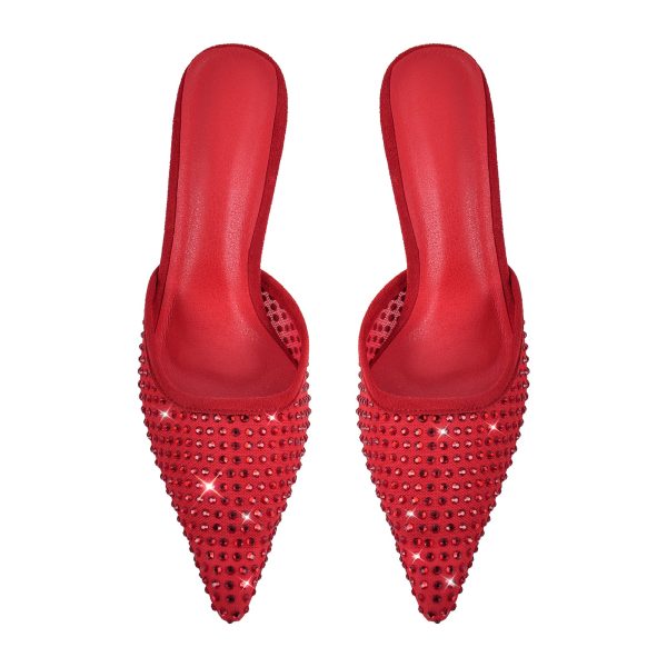 Pointed Toe Rhinestone Slip On Mules - Image 10