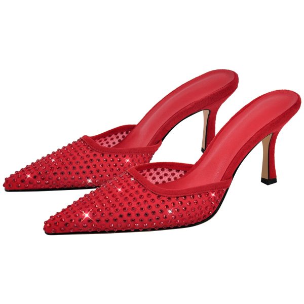 Pointed Toe Rhinestone Slip On Mules - Image 9