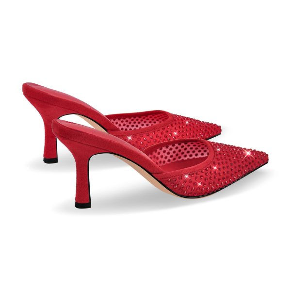 Pointed Toe Rhinestone Slip On Mules - Image 11