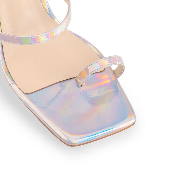Square Toe Colorful Clear Chunky Heels Sandals - Image 4