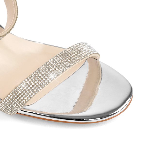 Rhinestone Strap Clear Block Chunky Sandals - Image 5