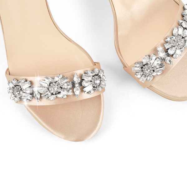 Rhinestone Embellished Ankle Strap White Sandals - Image 5