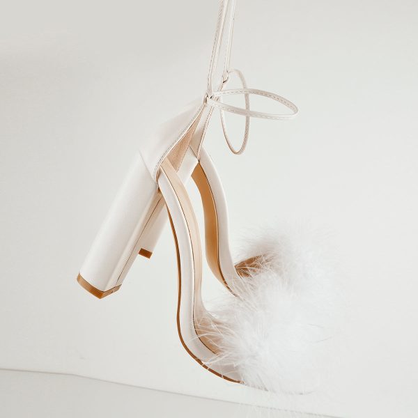 Fluffy Feather Chunky High Heel Sandals - Image 4