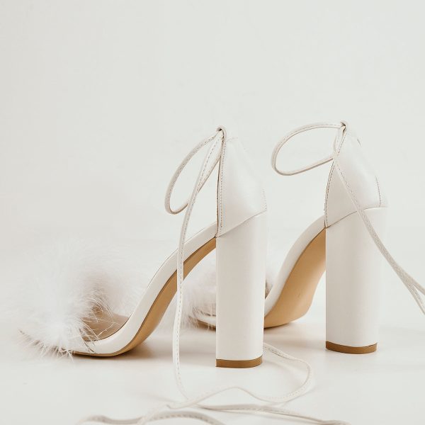 Fluffy Feather Chunky High Heel Sandals - Image 3