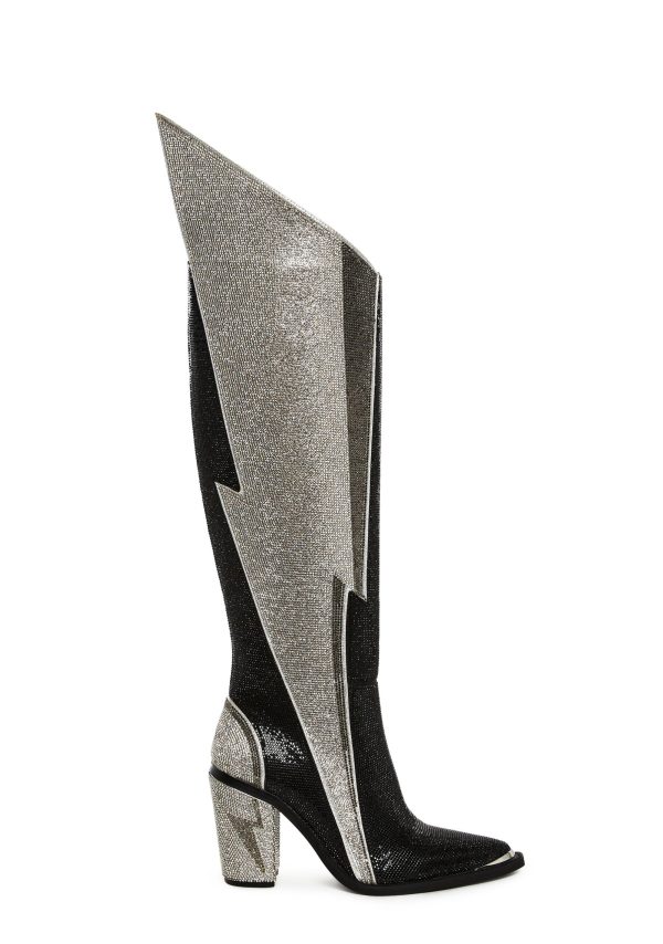 Sheriff Shine Knee High Boots - Noir Ziggy
