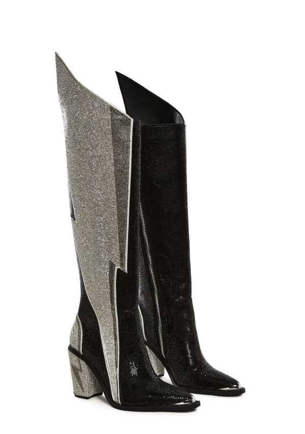 Sheriff Shine Knee High Boots - Noir Ziggy - Image 3
