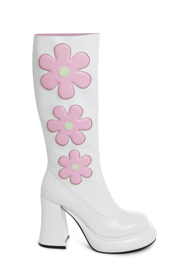 Groovy Shindig Platform Boots - White
