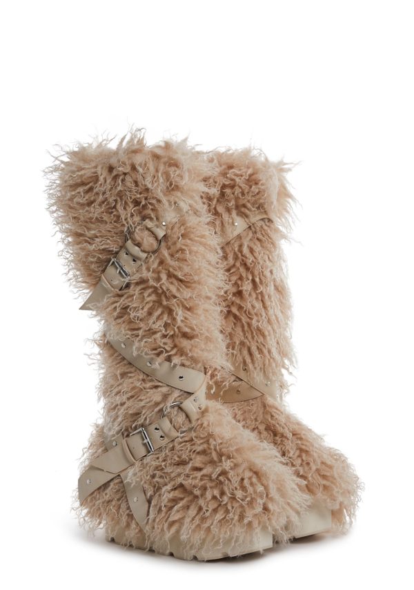 Wild Instincts Faux Fur Boots - Sand - Image 3