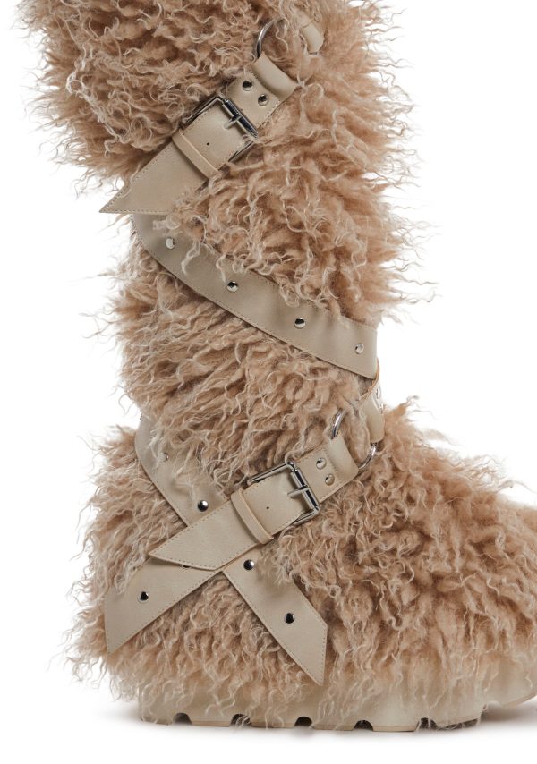 Wild Instincts Faux Fur Boots - Sand - Image 2