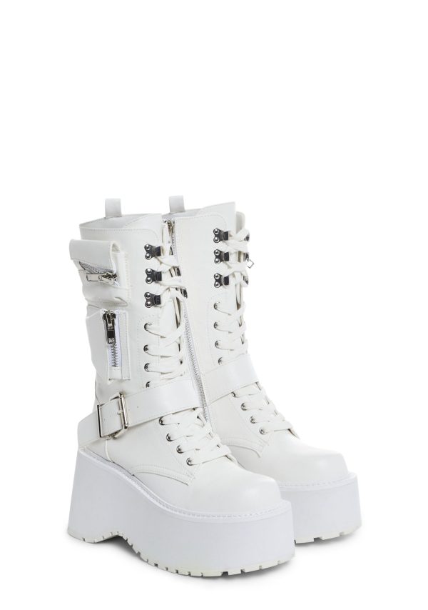 Obsidian Platform Zip-Up Boots - White - Image 3