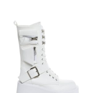 Obsidian Platform Zip-Up Boots - White