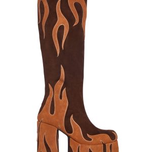 Up In Flames Platform Boots - Brown