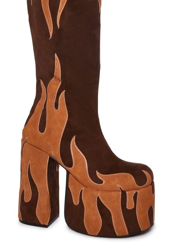 Up In Flames Platform Boots - Brown - Image 2