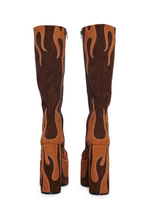 Up In Flames Platform Boots - Brown - Image 4