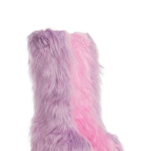 Liquid Rhythm Faux Fur Boots - Pink