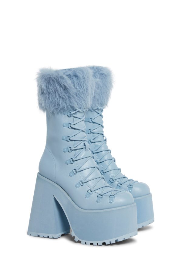 Snow Bunny Lace-Up Boots - Blue - Image 3