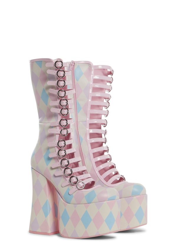 Hardcore Dazzle Platform Boots - Harlequin Fantasy - Image 3