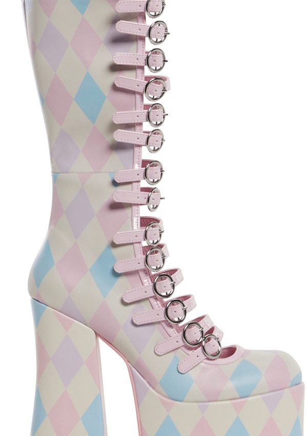 Hardcore Dazzle Platform Boots - Harlequin Fantasy - Image 2