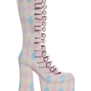 Hardcore Dazzle Platform Boots - Harlequin Fantasy