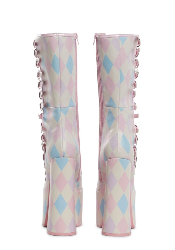 Hardcore Dazzle Platform Boots - Harlequin Fantasy - Image 4