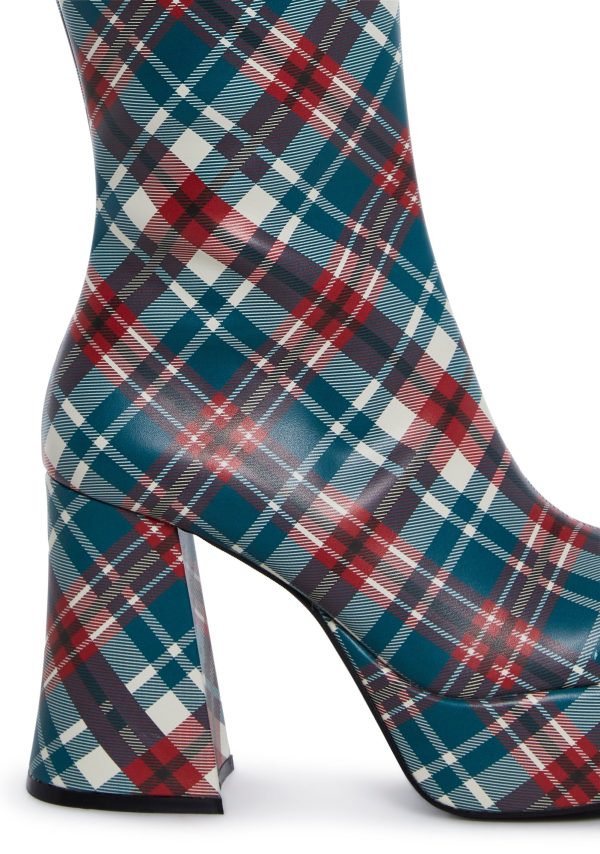 Flirty Flair Go Go Boots - Plaid - Image 2