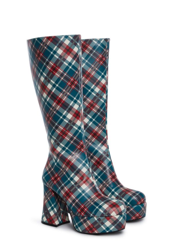 Flirty Flair Go Go Boots - Plaid - Image 3