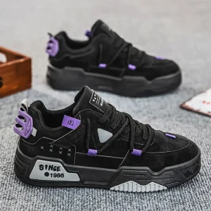 Korean-Style Thick-Sole Skateboard Shoes - Anti-Slip Rubber Outsole