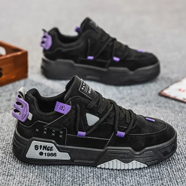 Korean-Style Thick-Sole Skateboard Shoes - Anti-Slip Rubber Outsole