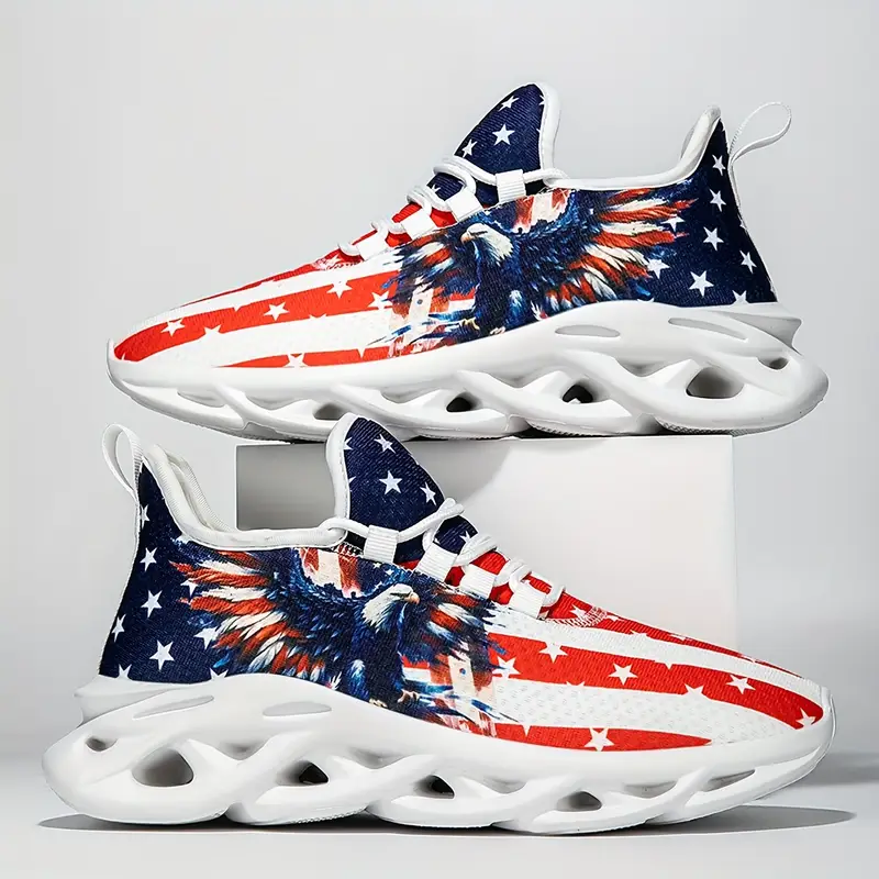Sports Shoes With The Design Of The Flag And Eagle Patterns
