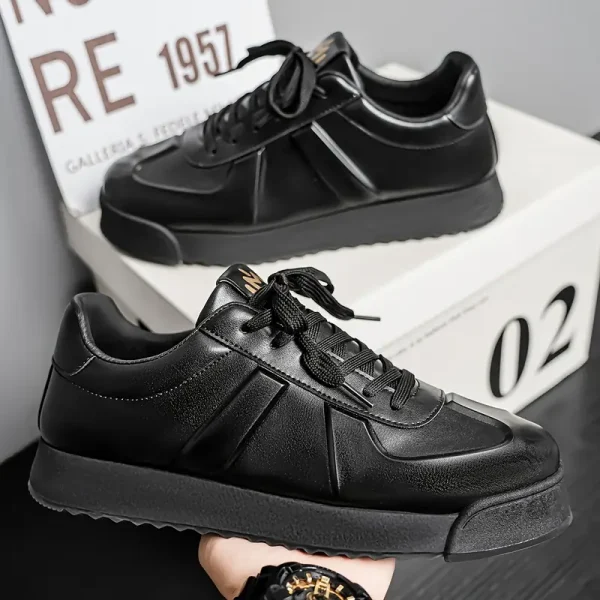 Low-Top PU upper shell slanted side design lace-up thick-soled skate shoes - Image 2
