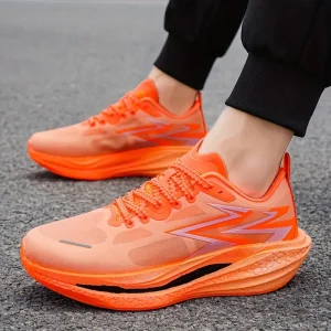 Vibrant Orange/Neon Running Shoes with Carbon Fiber Accents