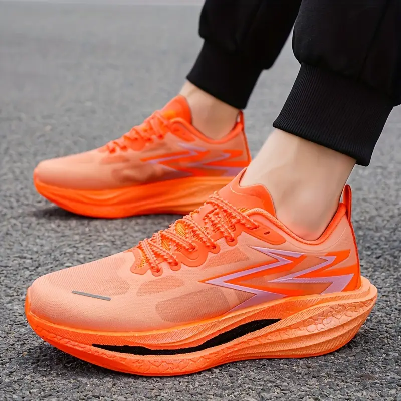 Vibrant Orange/Neon Running Shoes with Carbon Fiber Accents