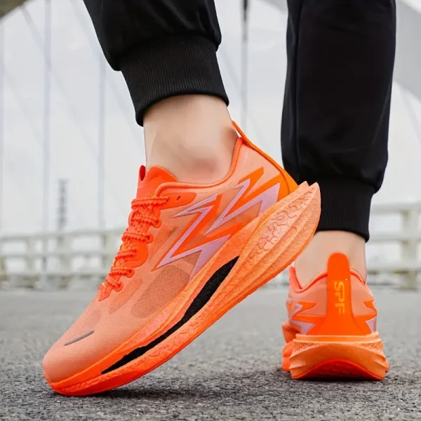 Vibrant Orange/Neon Running Shoes with Carbon Fiber Accents - Image 2