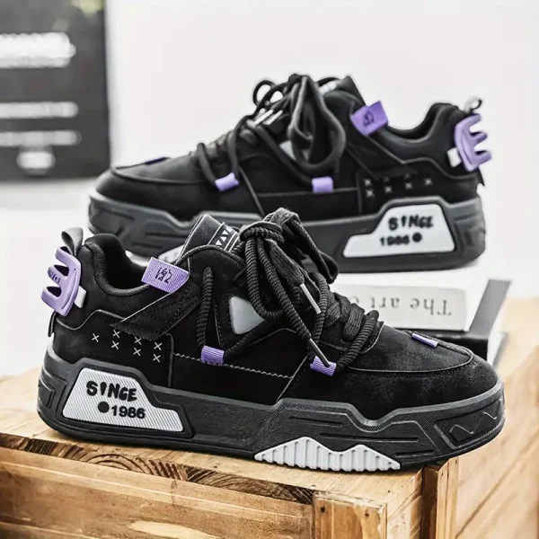 Korean-Style Thick-Sole Skateboard Shoes - Anti-Slip Rubber Outsole - Image 2